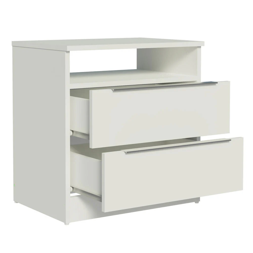 Mesa de Cabeceira Madesa 3227 com 2 Gavetas Branco - Image 5