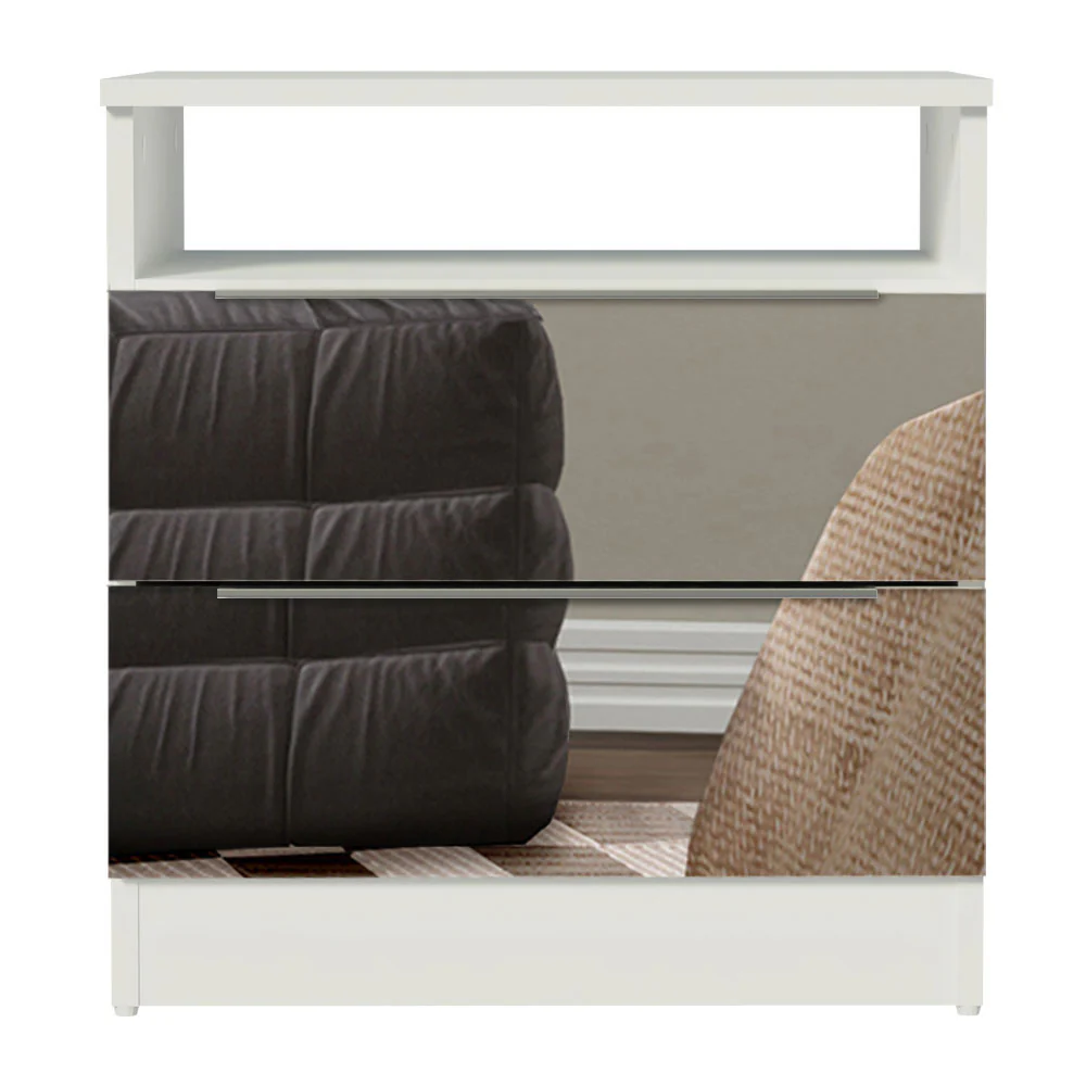 Mesa de Cabeceira Madesa 3227 2 Gavetas com Espelho Branco - Image 7