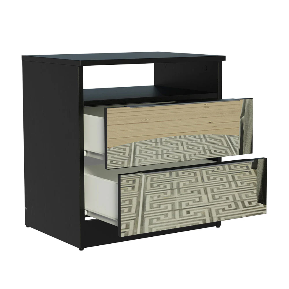 Mesa de Cabeceira Madesa 3227 2 Gavetas com Espelho Preto - Image 5