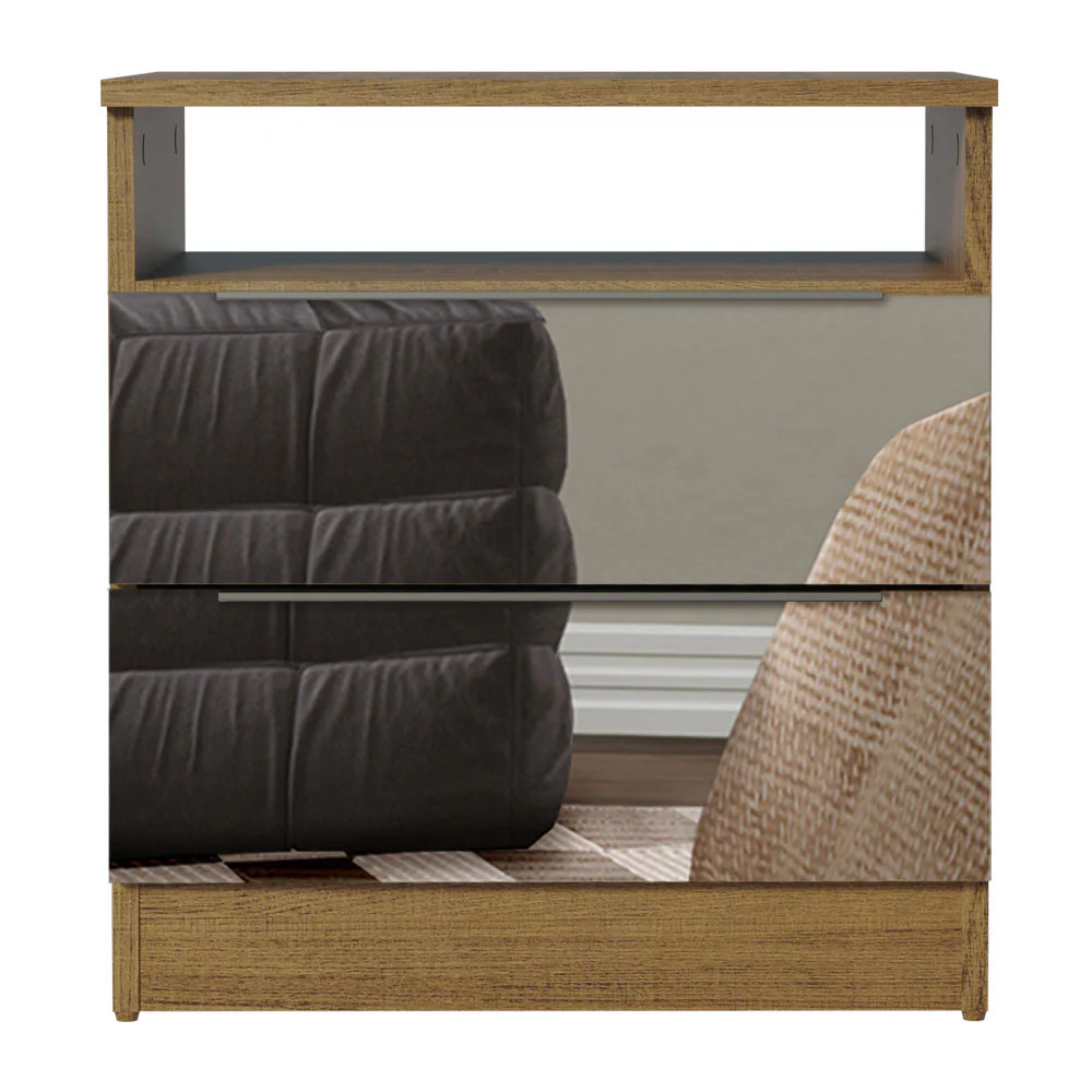Mesa de Cabeceira Madesa 3227 2 Gavetas com Espelho Rustic - Image 7