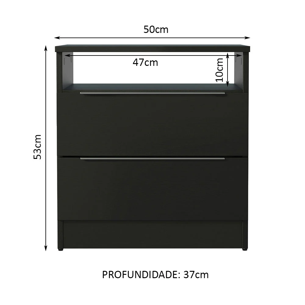 Mesa de Cabeceira Madesa 3227 com 2 Gavetas Preto - Image 3