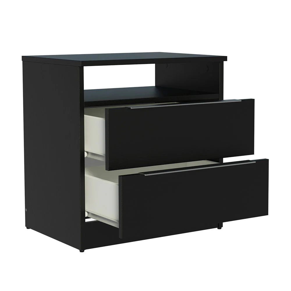 Mesa de Cabeceira Madesa 3227 com 2 Gavetas Preto - Image 5