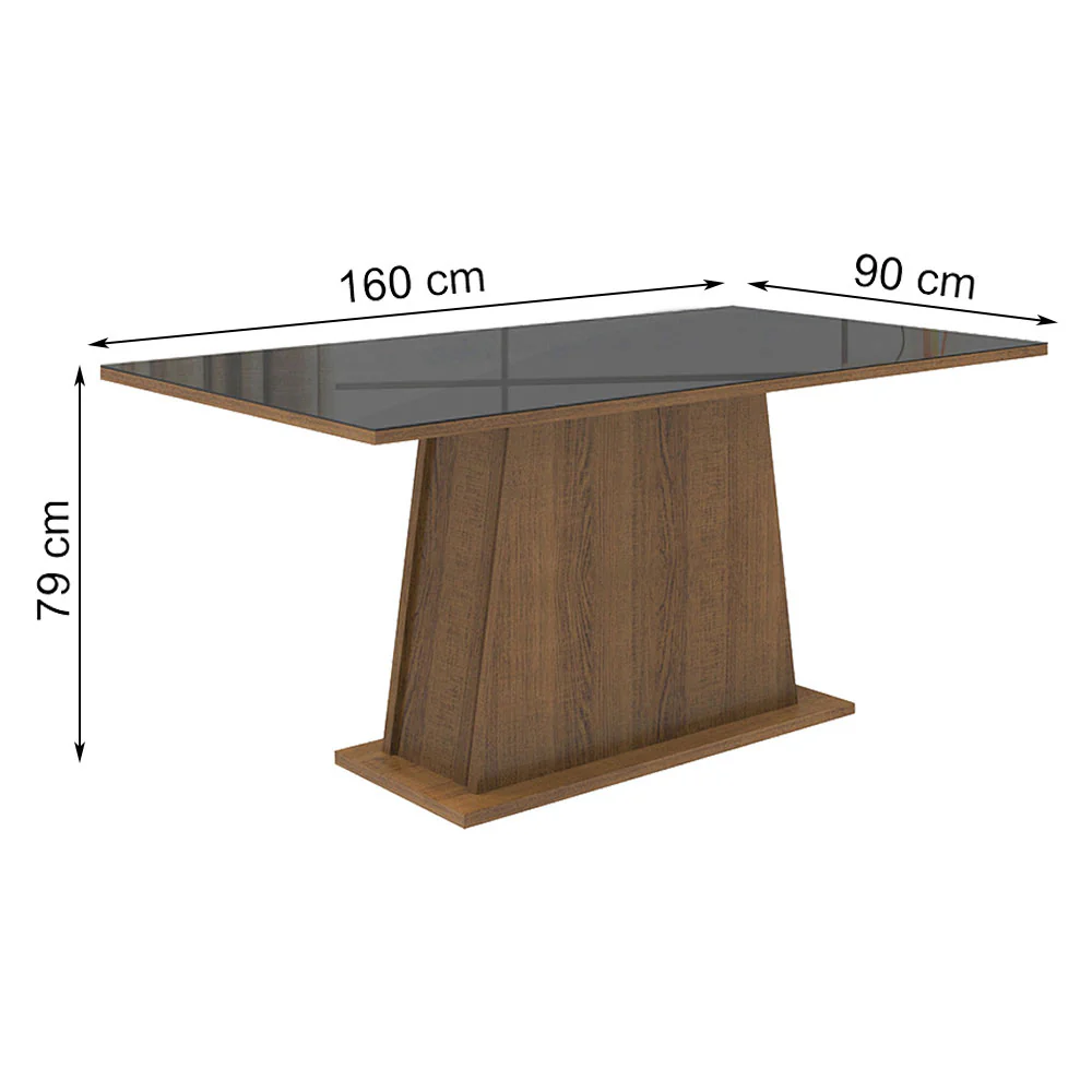 Mesa de Jantar Retangular Tampo de Vidro Rustic/Preto 5364 Madesa 02 - Image 2