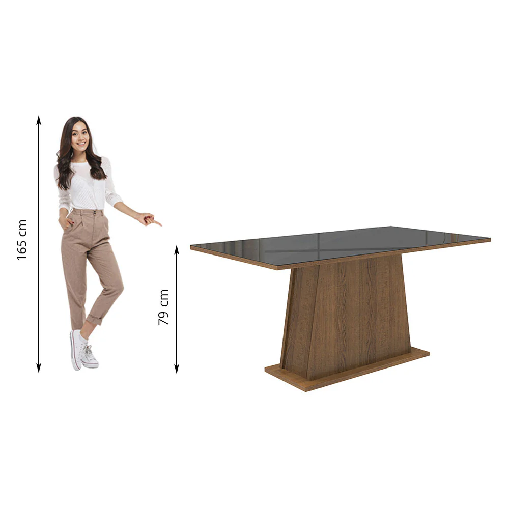 Mesa de Jantar Retangular Tampo de Vidro Rustic/Preto 5364 Madesa 02 - Image 3