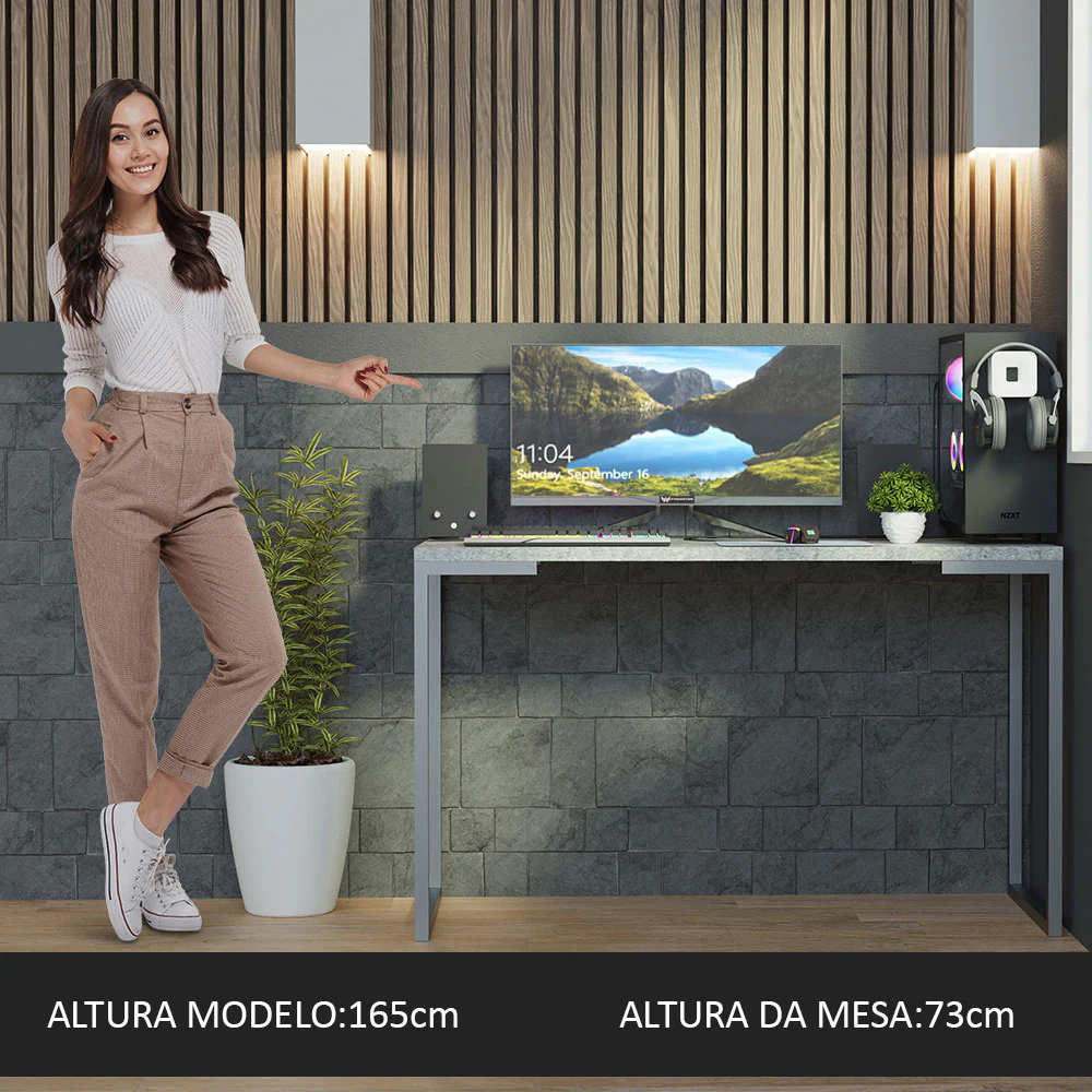 Mesa de Escritório Industrial Cinza 120cm Mood Madesa - Image 6