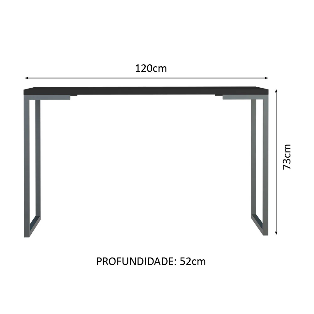 Mesa de Escritório Industrial Preta 120cm Nero Marquina Madesa - Image 3