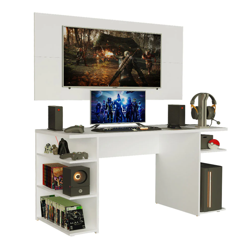 Mesa para Computador Gamer Madesa 9409 e Painel para TV até 50 Polegadas Branco - Image 2