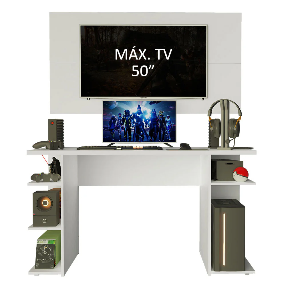 Mesa para Computador Gamer Madesa 9409 e Painel para TV até 50 Polegadas Branco - Image 4