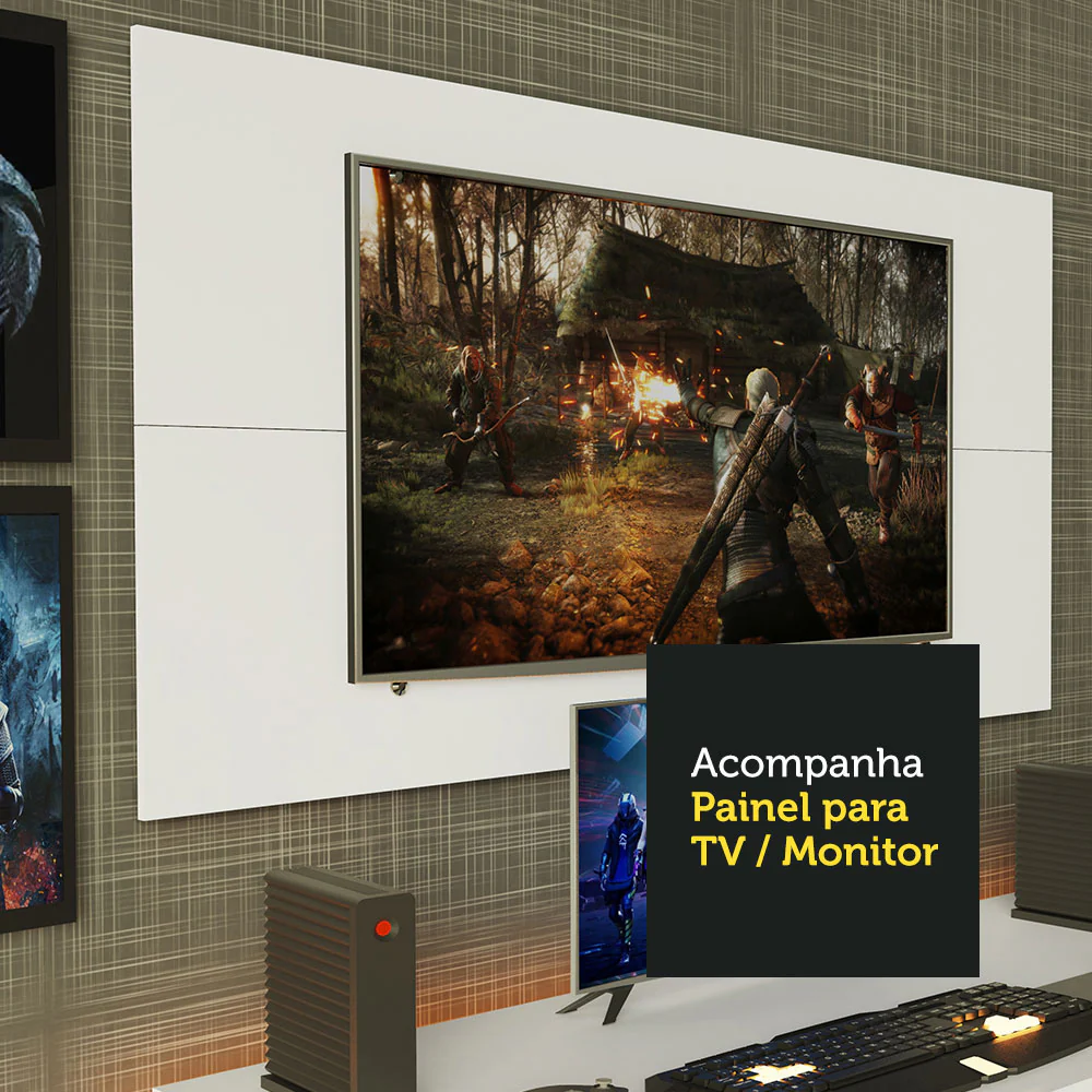 Mesa para Computador Gamer Madesa 9409 e Painel para TV até 50 Polegadas Branco - Image 5