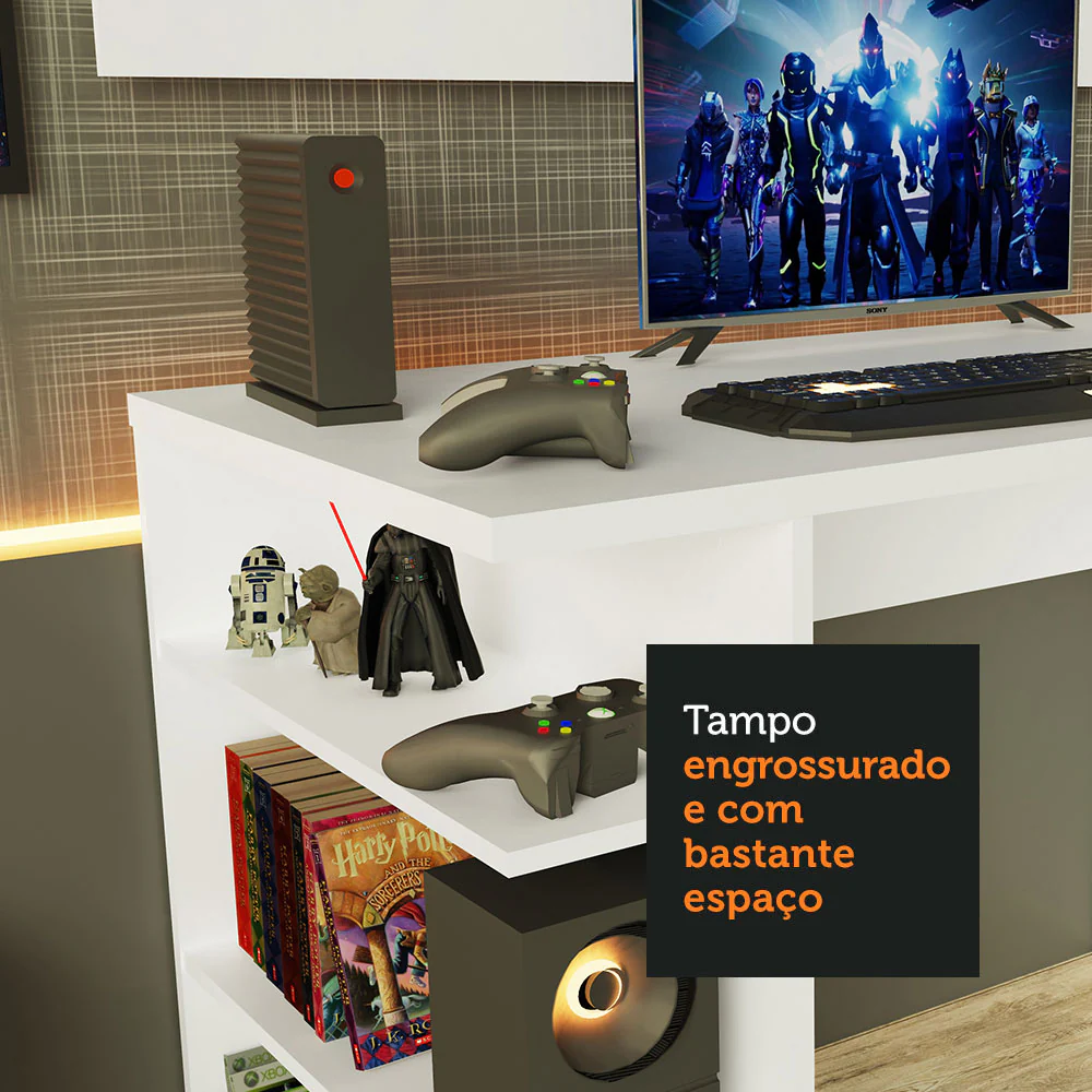 Mesa para Computador Gamer Madesa 9409 e Painel para TV até 50 Polegadas Branco - Image 6
