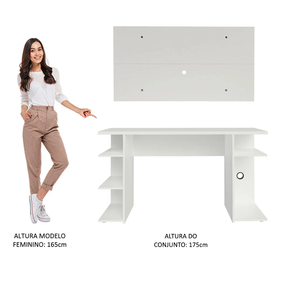 Mesa para Computador Gamer Madesa 9409 e Painel para TV até 50 Polegadas Branco - Image 8
