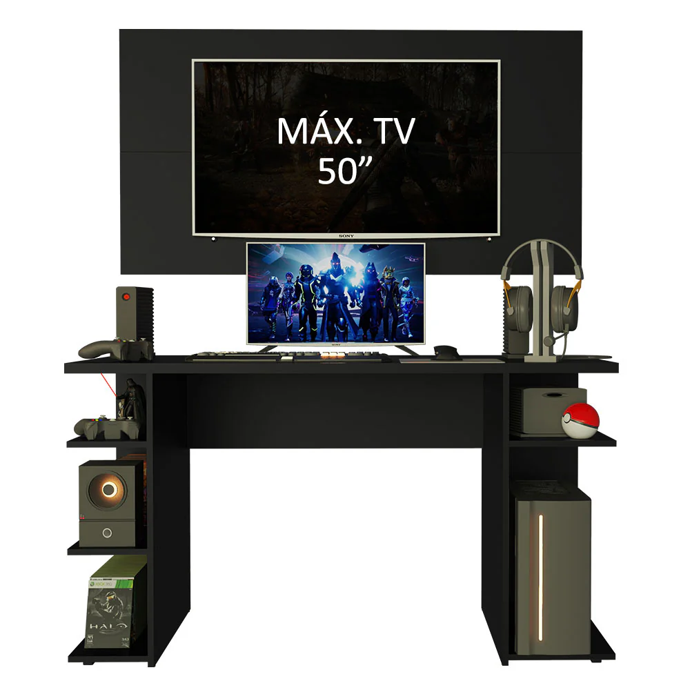 Mesa para Computador Gamer Madesa 9409 e Painel para TV até 50 Polegadas Preto - Image 4