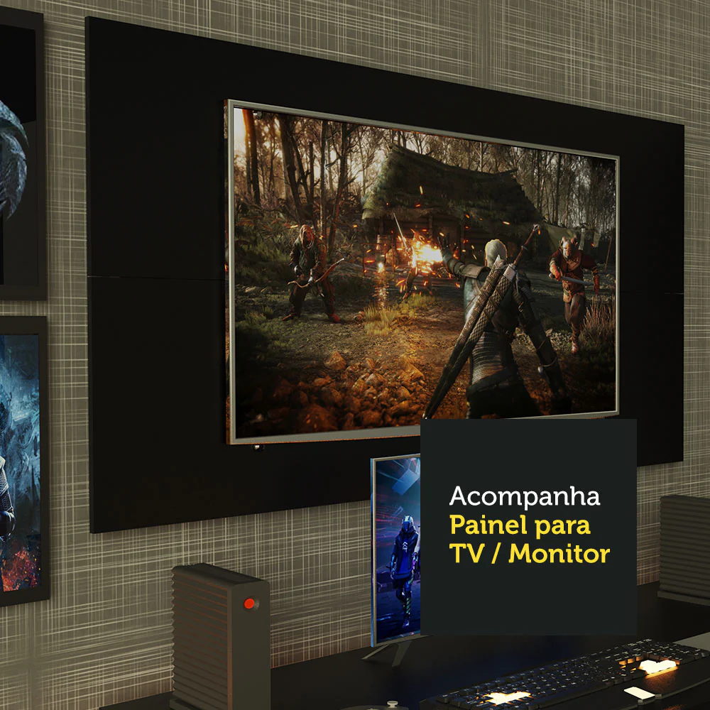 Mesa para Computador Gamer Madesa 9409 e Painel para TV até 50 Polegadas Preto - Image 5
