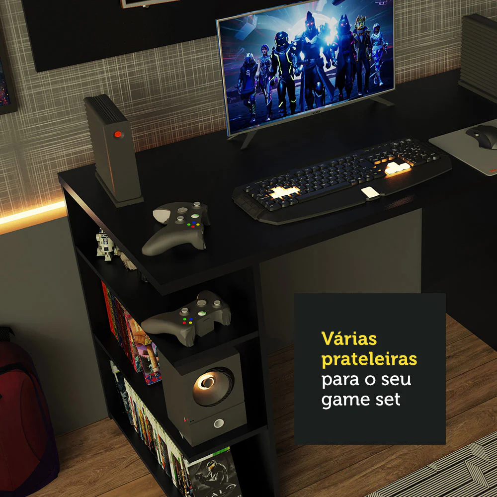 Mesa para Computador Gamer Madesa 9409 e Painel para TV até 50 Polegadas Preto - Image 7