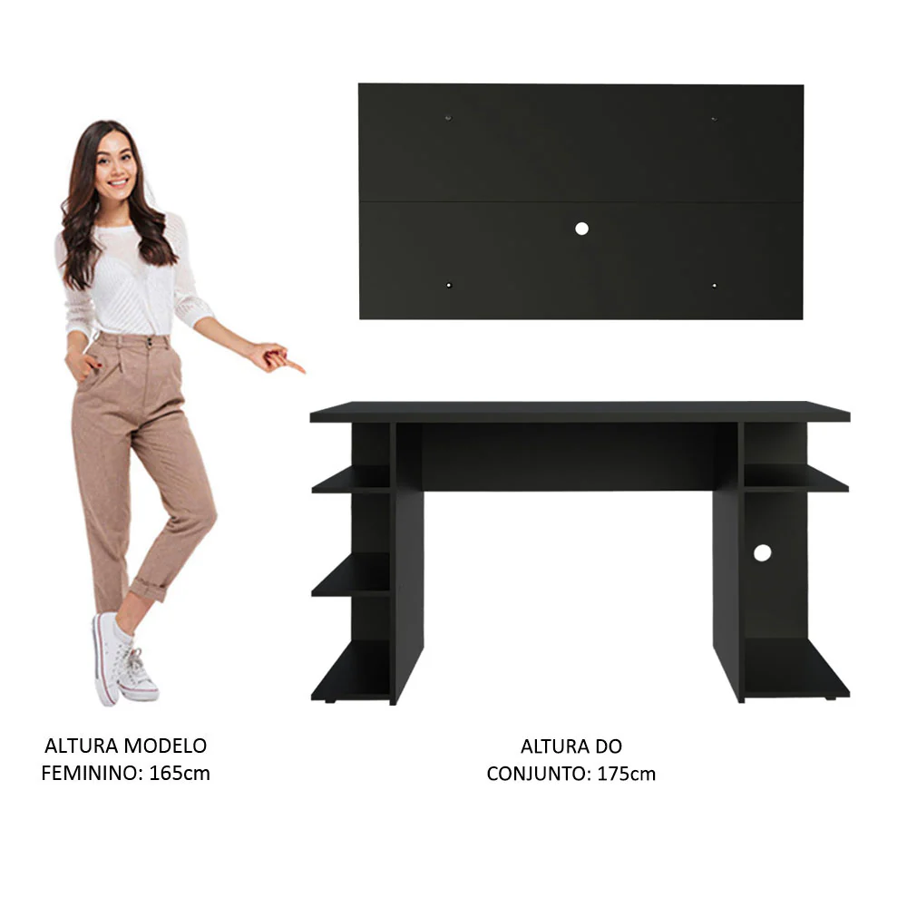 Mesa para Computador Gamer Madesa 9409 e Painel para TV até 50 Polegadas Preto - Image 8