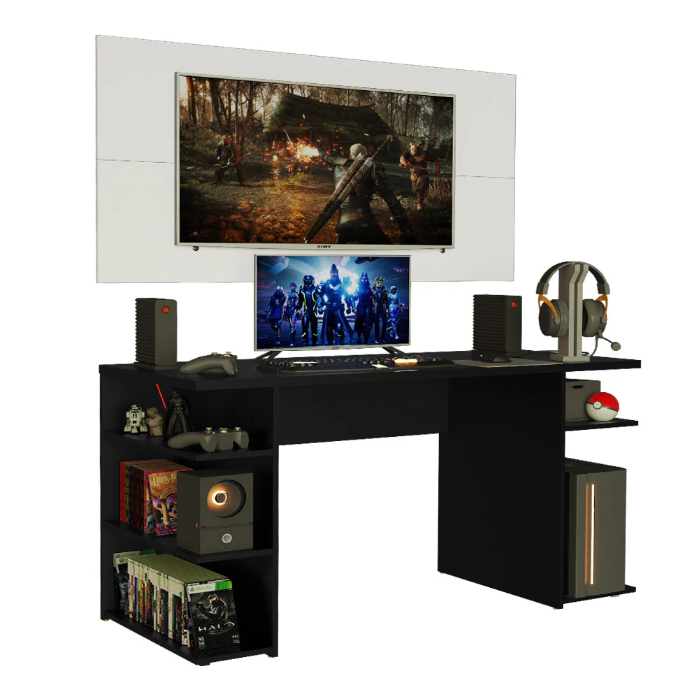 Mesa para Computador Gamer Madesa 9409 e Painel para TV até 50 Polegadas Preto/Branco - Image 2
