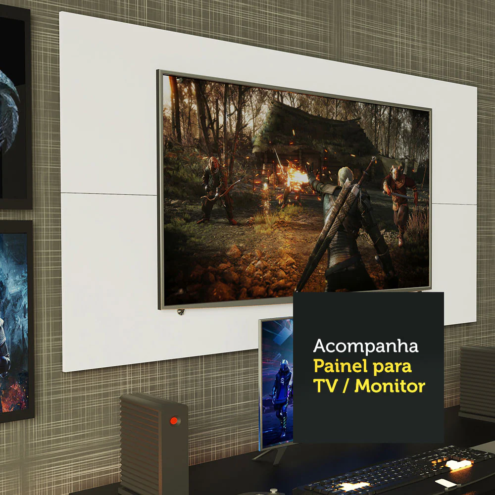 Mesa para Computador Gamer Madesa 9409 e Painel para TV até 50 Polegadas Preto/Branco - Image 5