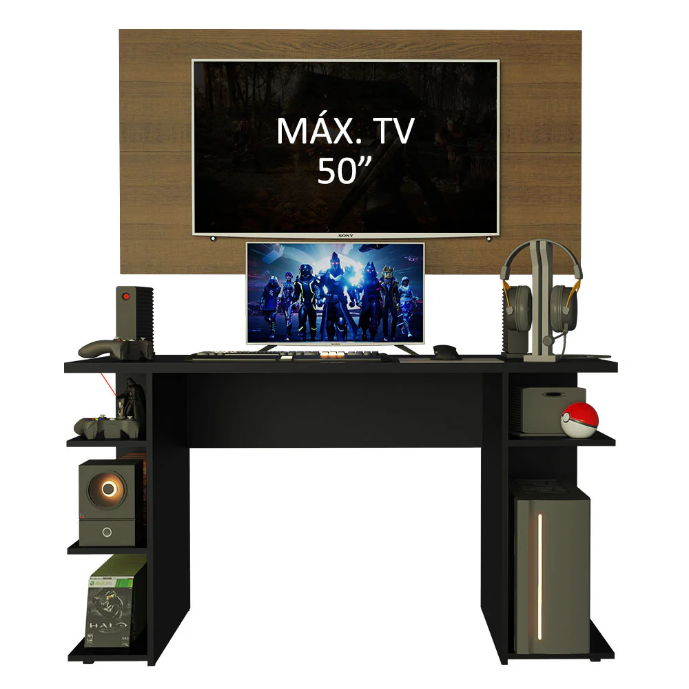 Mesa para Computador Gamer Madesa 9409 e Painel para TV até 50 Polegadas Preto/Rustic - Image 4