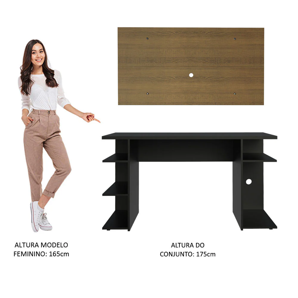 Mesa para Computador Gamer Madesa 9409 e Painel para TV até 50 Polegadas Preto/Rustic - Image 8