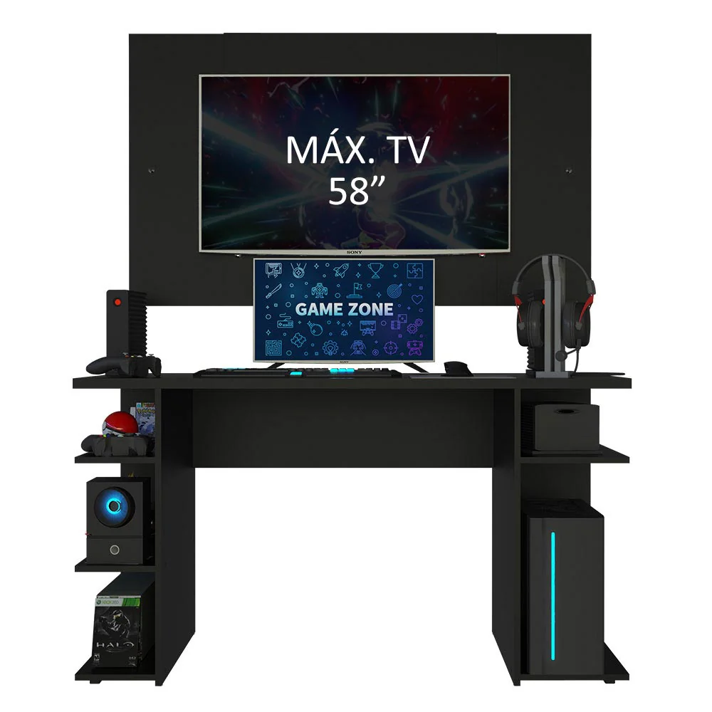 Mesa para Computador Gamer Madesa 9409 e Painel para TV até 58 Polegadas Preto - Image 4