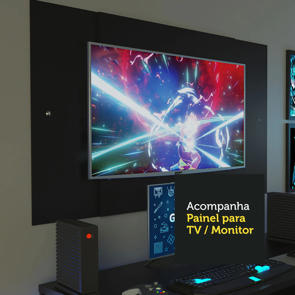 Mesa para Computador Gamer Madesa 9409 e Painel para TV até 58 Polegadas Preto - Image 5