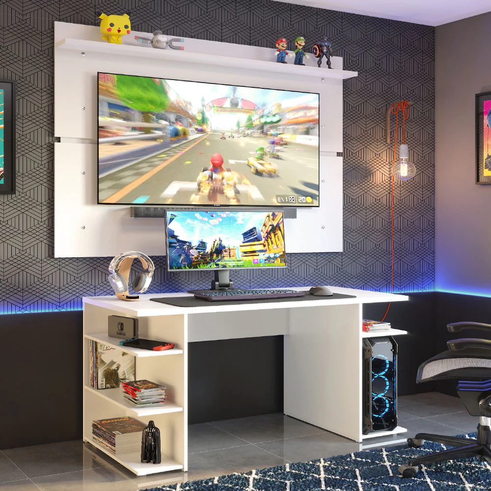 Mesa para Computador Gamer Madesa 9409 e Painel para TV até 65 Polegadas Branco - Image 2