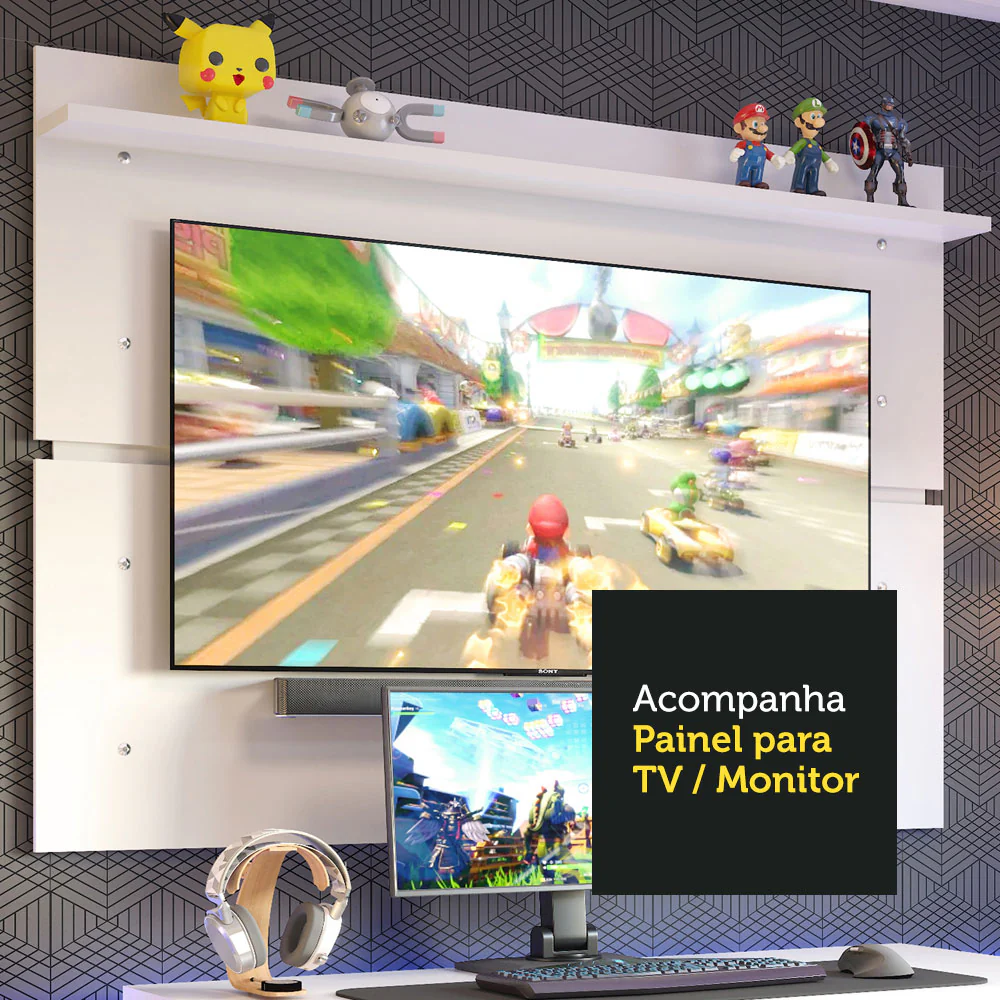 Mesa para Computador Gamer Madesa 9409 e Painel para TV até 65 Polegadas Branco - Image 5
