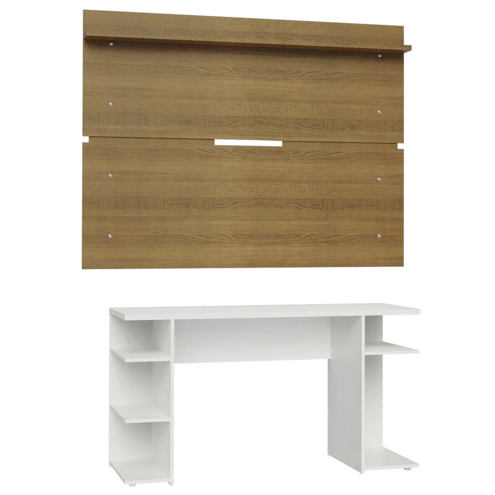 Mesa para Computador Gamer Madesa 9409 e Painel para TV até 65 Polegadas Branco/Rustic - Image 10