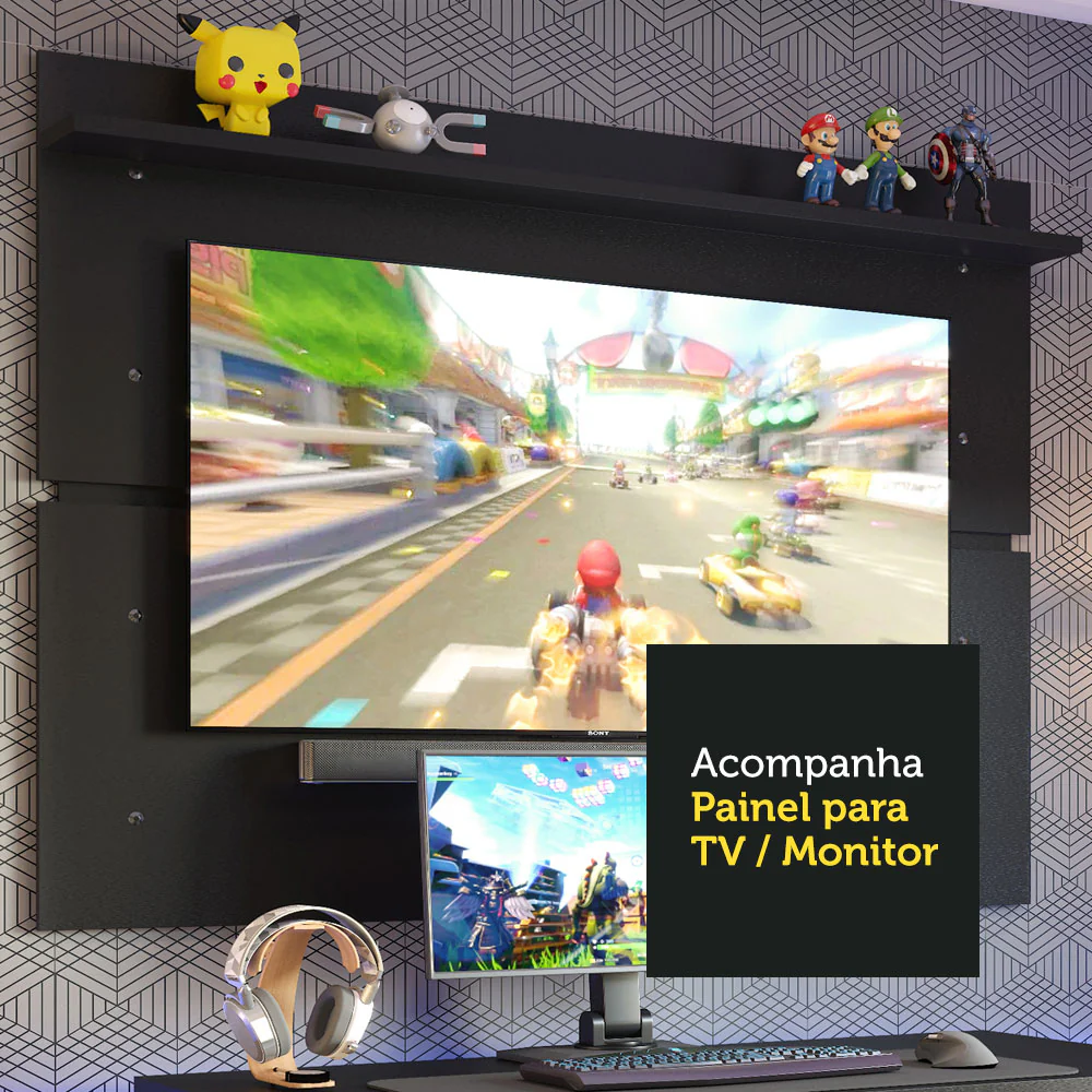Mesa para Computador Gamer Madesa 9409 e Painel para TV até 65 Polegadas Preto - Image 5