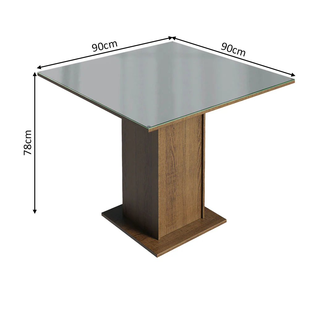 Mesa de Jantar Quadrada Tampo de Vidro Madesa 5363 Rustic/Cinza - Image 3