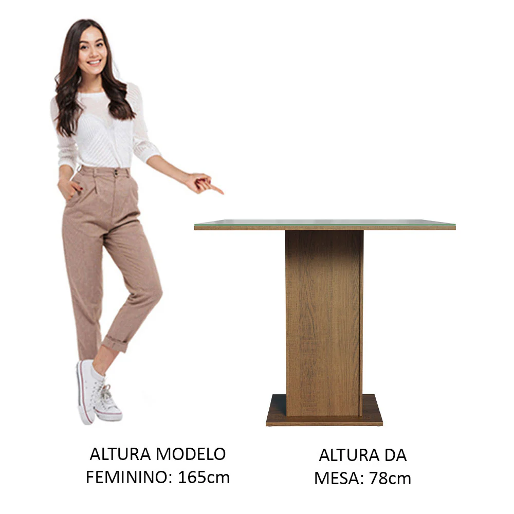 Mesa de Jantar Quadrada Tampo de Vidro Madesa 5363 Rustic/Cinza - Image 5