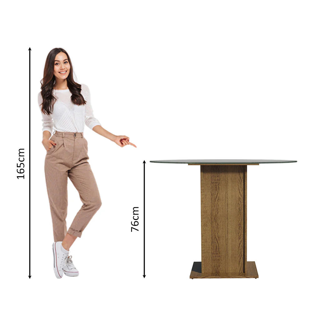Mesa de Jantar Redonda Madesa 5324 com Tampo de Vidro Rustic - Image 4