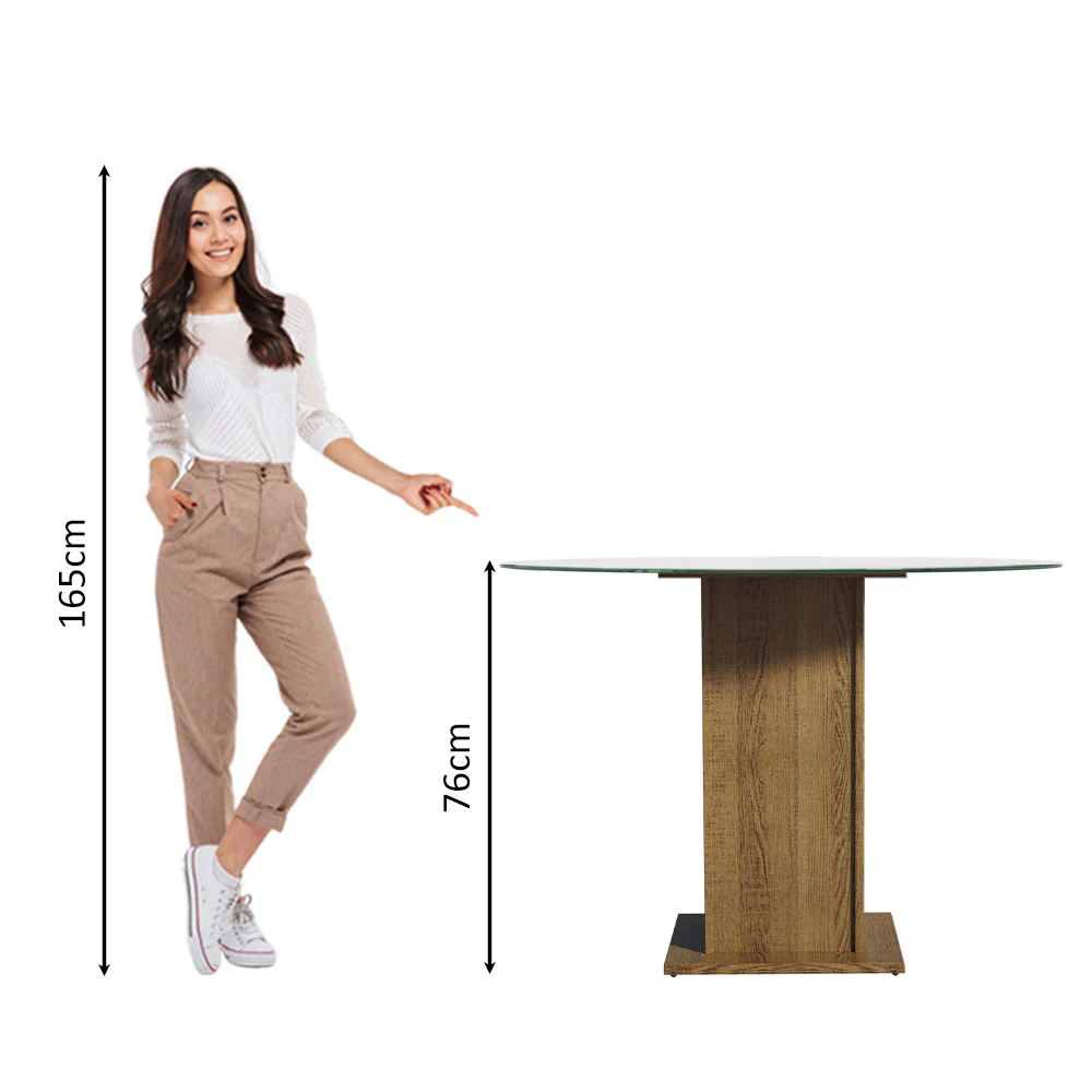 Mesa de Jantar Redonda Madesa 5325 com Tampo de Vidro Rustic - Image 4