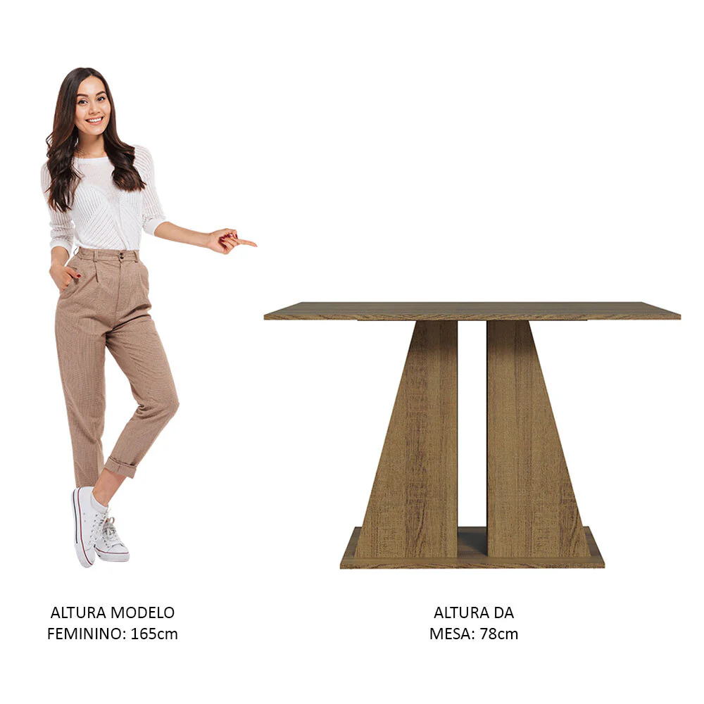 Mesa de Jantar Retangular com Tampo de Madeira Rustic/Crema 5383 Madesa - Image 4