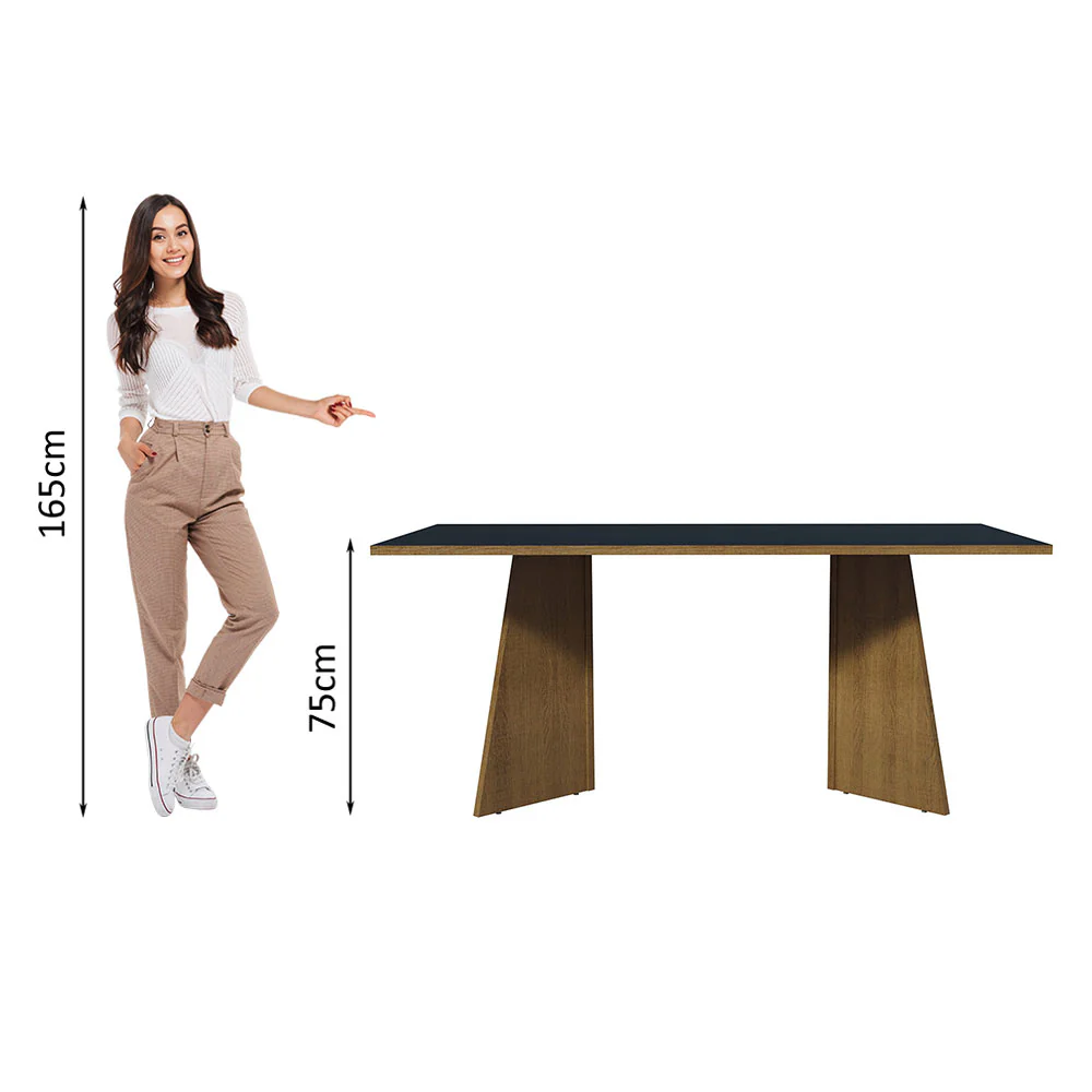 Mesa de Jantar Retangular com Tampo de Madeira Rustic/Preto 5388 Madesa - Image 4