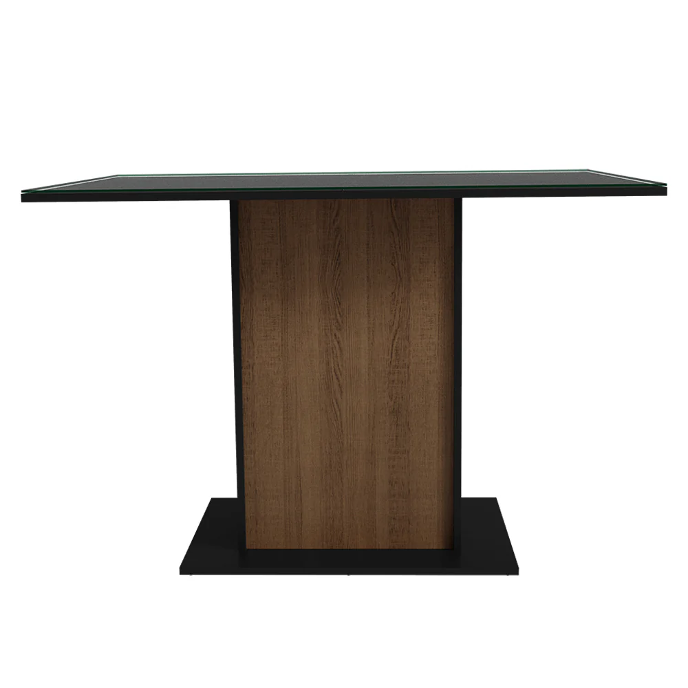 Mesa de Jantar Retangular com Tampo de Vidro Preto/Rustic 5329 Madesa - Image 5