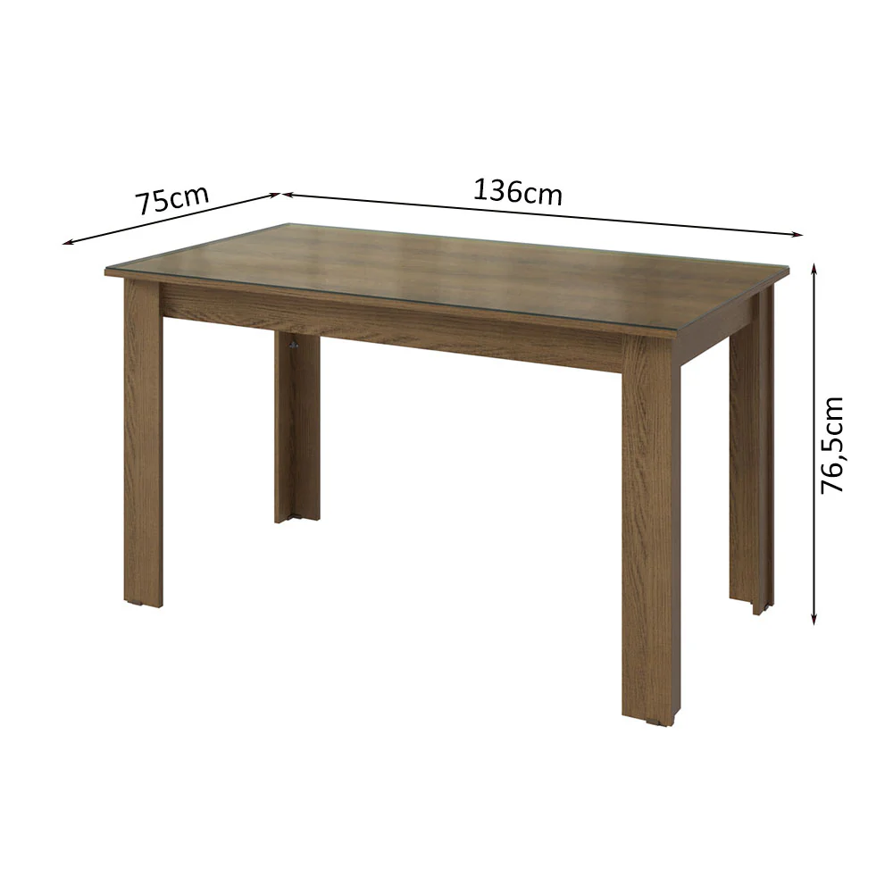 Mesa de Jantar Retangular com Tampo de Vidro Rustic 5231 Madesa - Image 2
