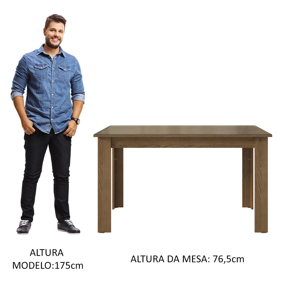 Mesa de Jantar Retangular com Tampo de Vidro Rustic 5231 Madesa - Image 4