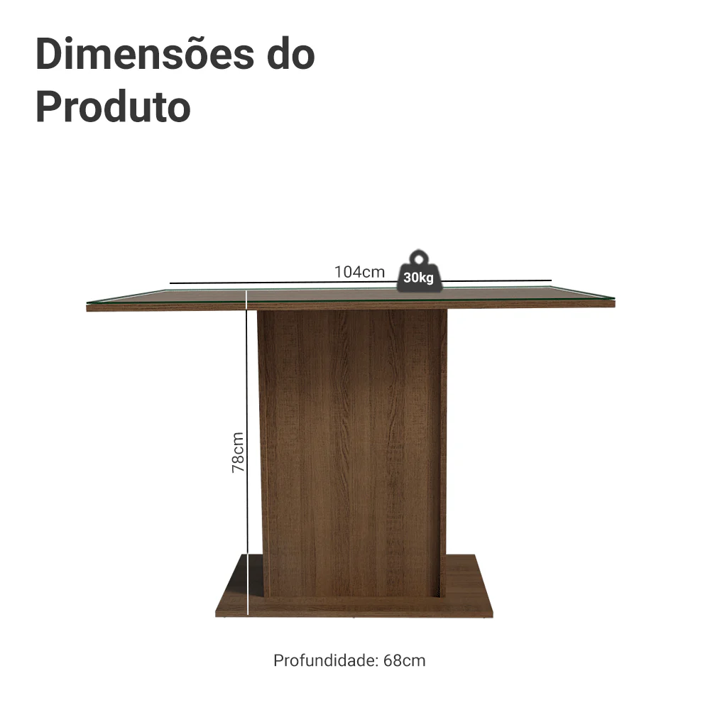 Mesa de Jantar Retangular com Tampo de Vidro Rustic 5329 Madesa - Image 2