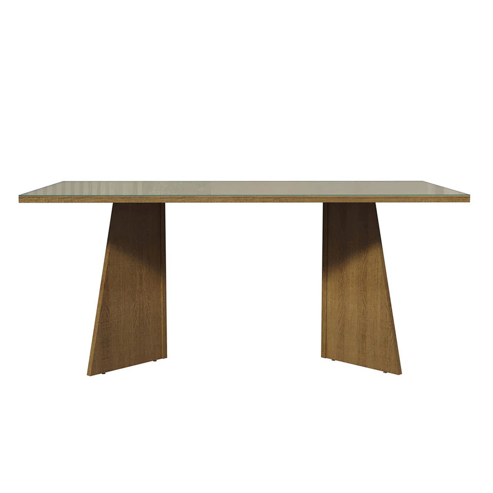 Mesa de Jantar Retangular com Tampo de Vidro Rustic/Crema 5388 Madesa - Image 3