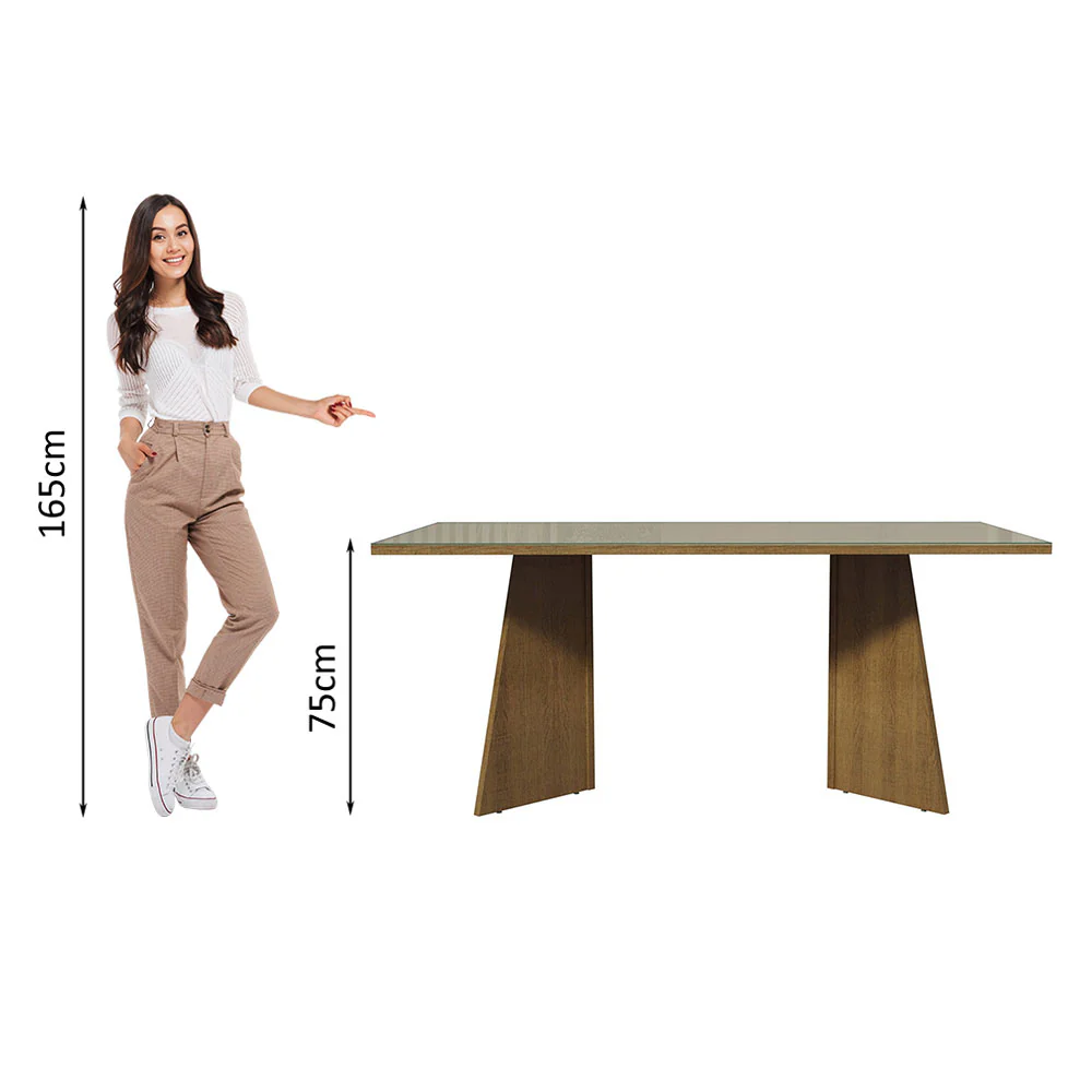 Mesa de Jantar Retangular com Tampo de Vidro Rustic/Crema 5388 Madesa - Image 4