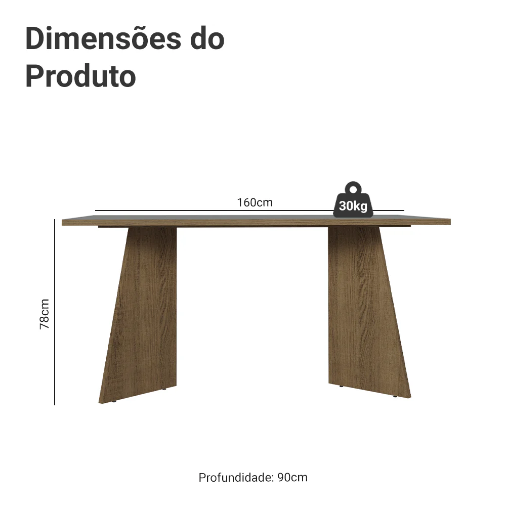 Mesa de Jantar Retangular Tampo de Madeira 5389 Rustic/Cinza Madesa - Image 2