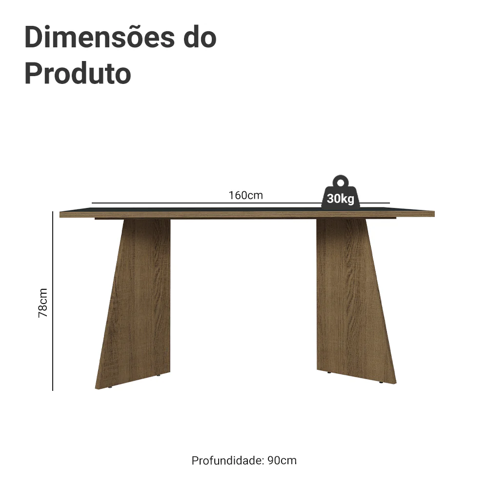 Mesa de Jantar Retangular Tampo de Madeira 5389 Rustic/Preto Madesa - Image 2