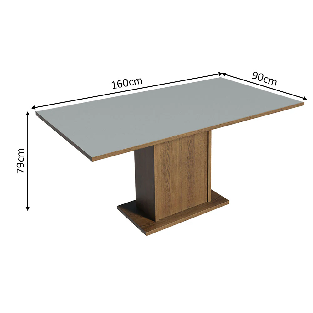 Mesa de Jantar Retangular Tampo de Madeira Rustic/Cinza 5275 Madesa - Image 3