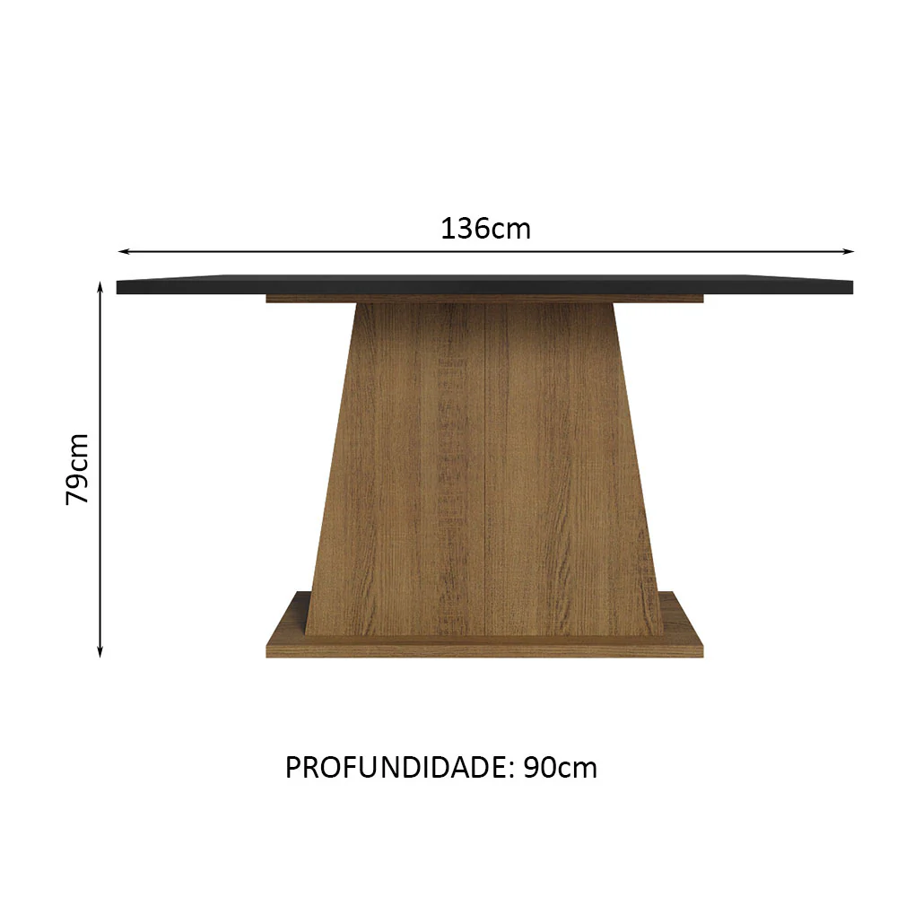 Mesa de Jantar Retangular com Tampo de Madeira Rustic/Preto 5365 Madesa - Image 3