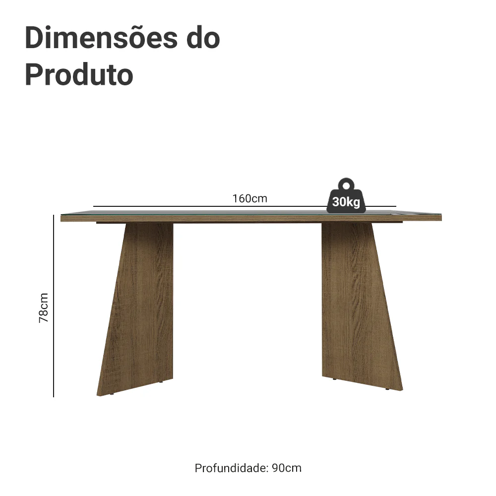 Mesa de Jantar Retangular Tampo de Vidro 5389 Rustic/Cinza Madesa - Image 2