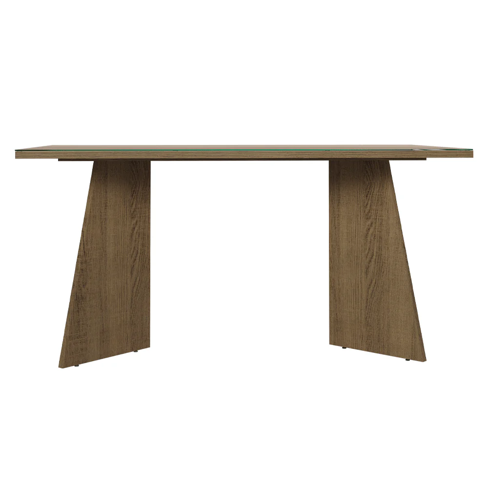 Mesa de Jantar Retangular Tampo de Vidro 5389 Rustic/Crema Madesa - Image 4