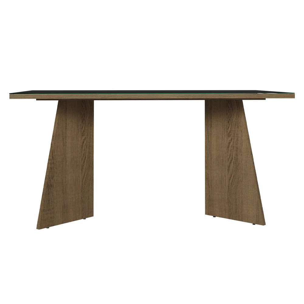 Mesa de Jantar Retangular Tampo de Vidro 5389 Rustic/Preto Madesa - Image 4
