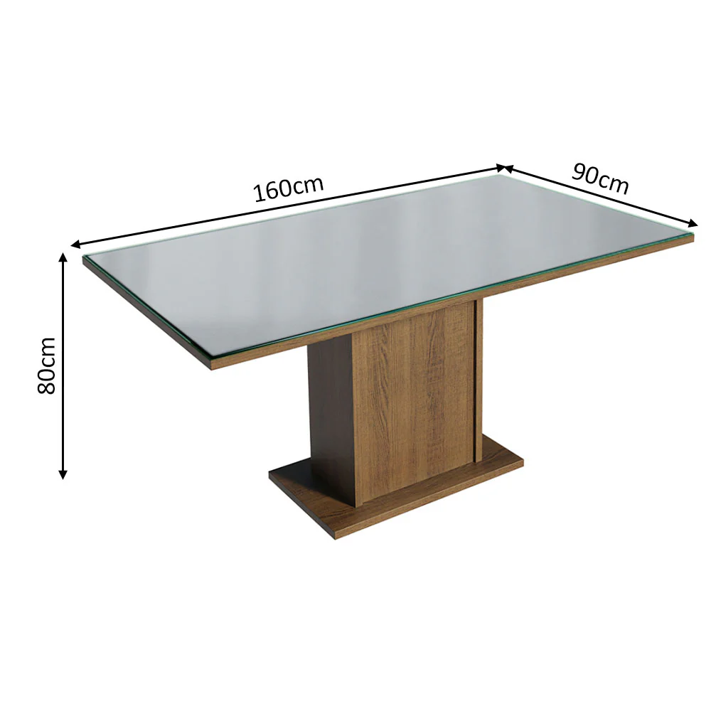 Mesa de Jantar Retangular Tampo de Vidro Rustic/Cinza 5275 Madesa - Image 3