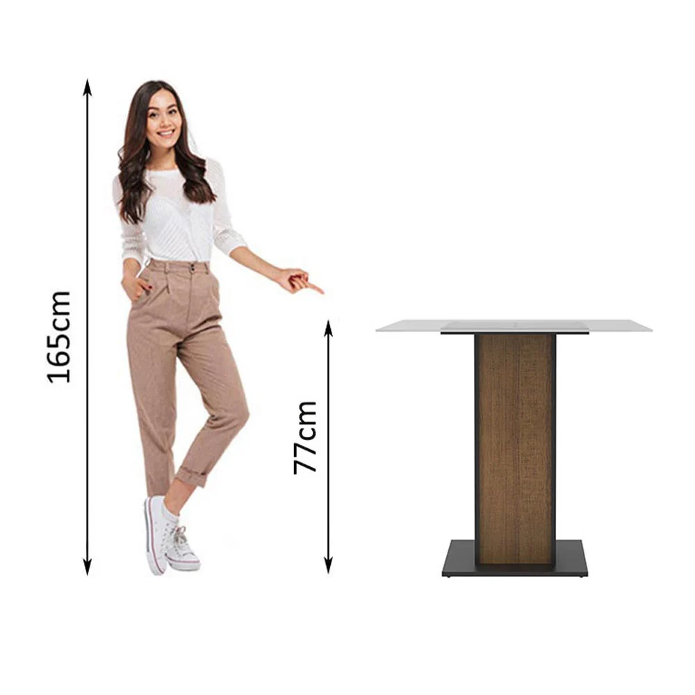 Mesa de Jantar Madesa Quadrada com Tampo de Vidro 5332A Preto/Rustic - Image 4